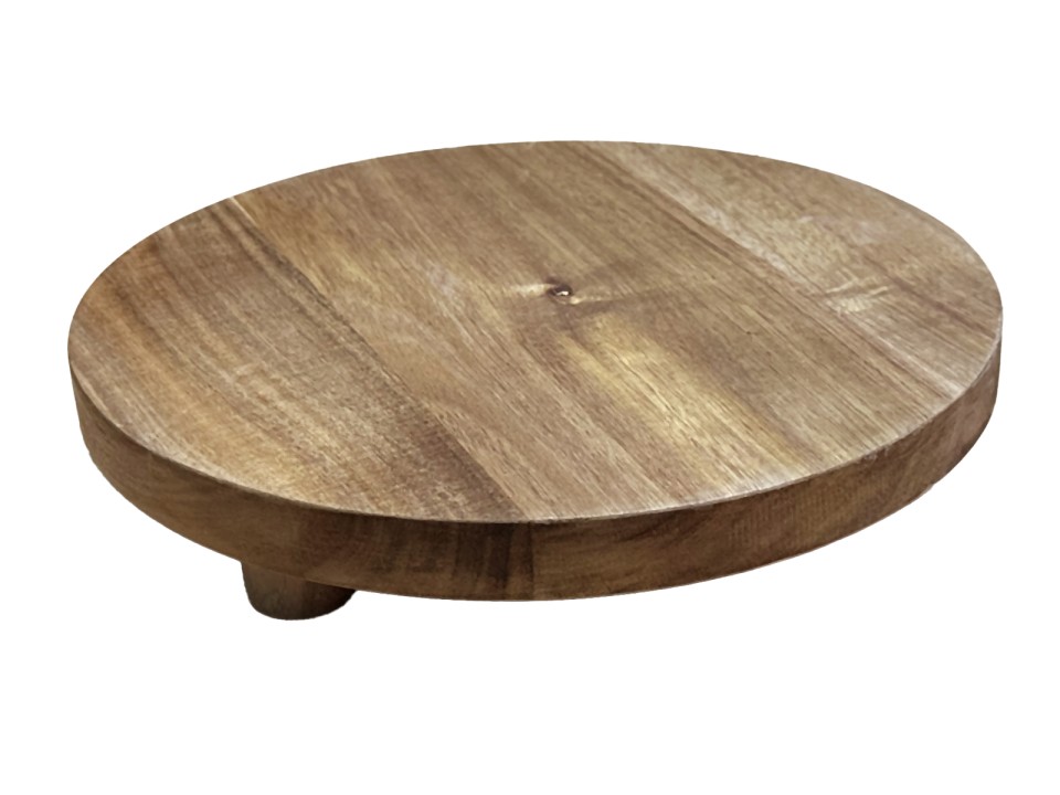 Exquisite Acacia Wood Footed Serving Board - Versatile Display Pedestal